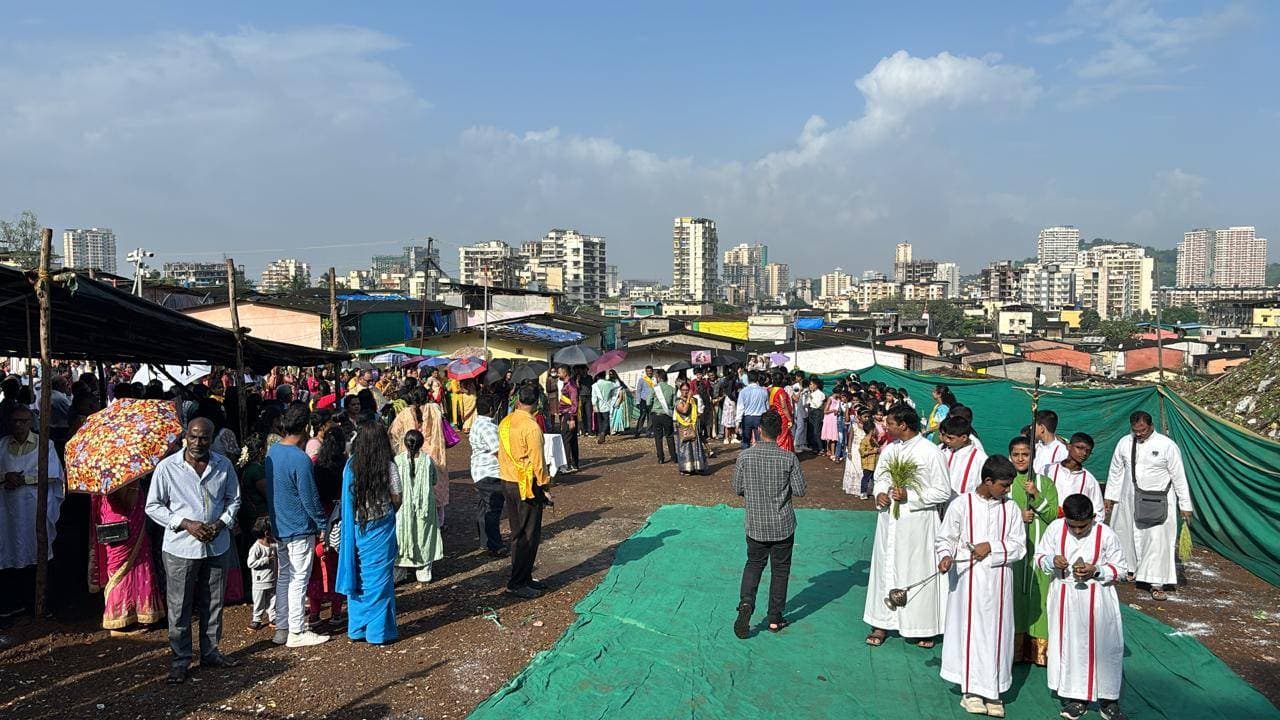The parish feast procession along the hillside